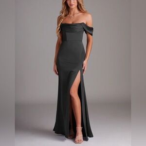 Azazie Charcoal One Shoulder Gown